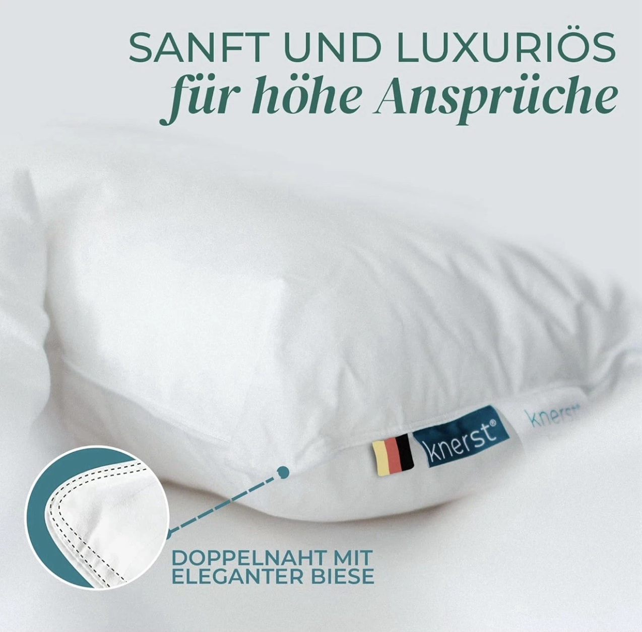 Made in Germany Daunenkissen 80x80 cm Daunenkissen für Top Hotel Qualität