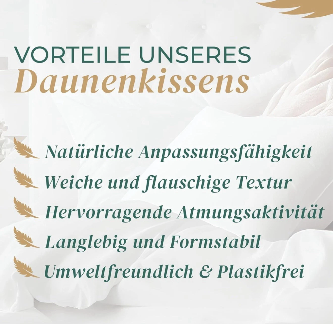 Made in Germany Daunenkissen 80x80 cm Daunenkissen für Top Hotel Qualität