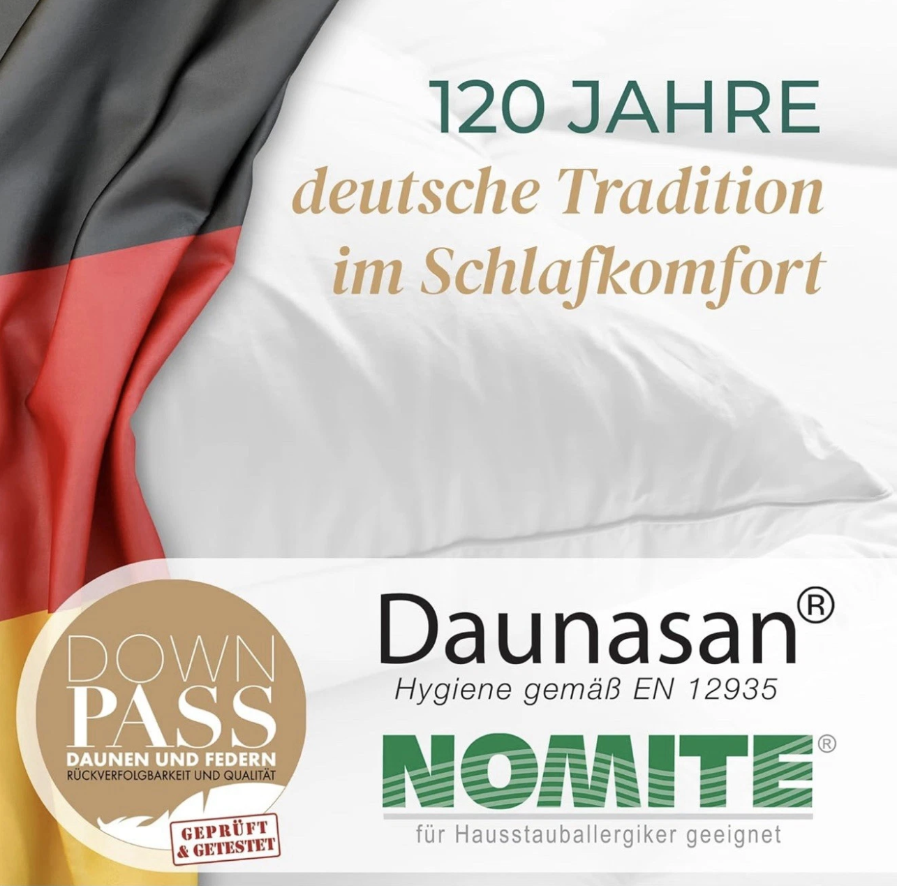 Made in Germany Daunenkissen 80x80 cm Daunenkissen für Top Hotel Qualität